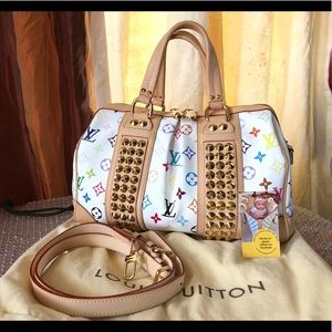 Aut White Courtney MM Handpurse/Crossbody Bag LV